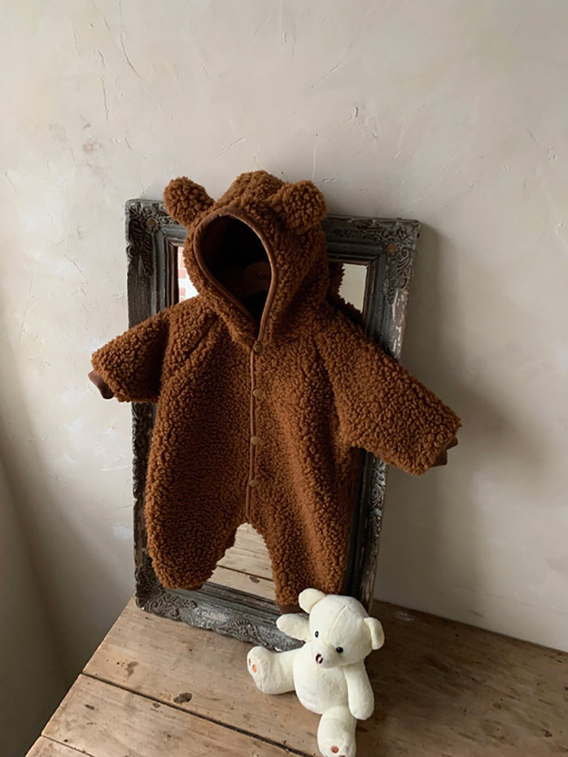 Baby Winter Boys And Girls Bear Double-sided Lamb Hooded Cotton Jersey — foto 4