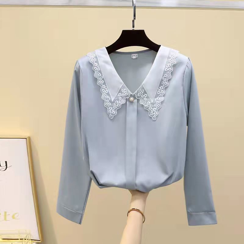 Korean Style Loose Hedging Solid Color Slim Long-sleeved Shirt