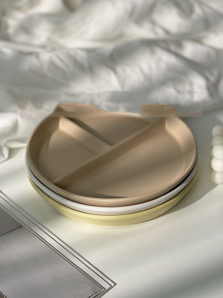 Matte Round Serving Divider Plate Ceramic