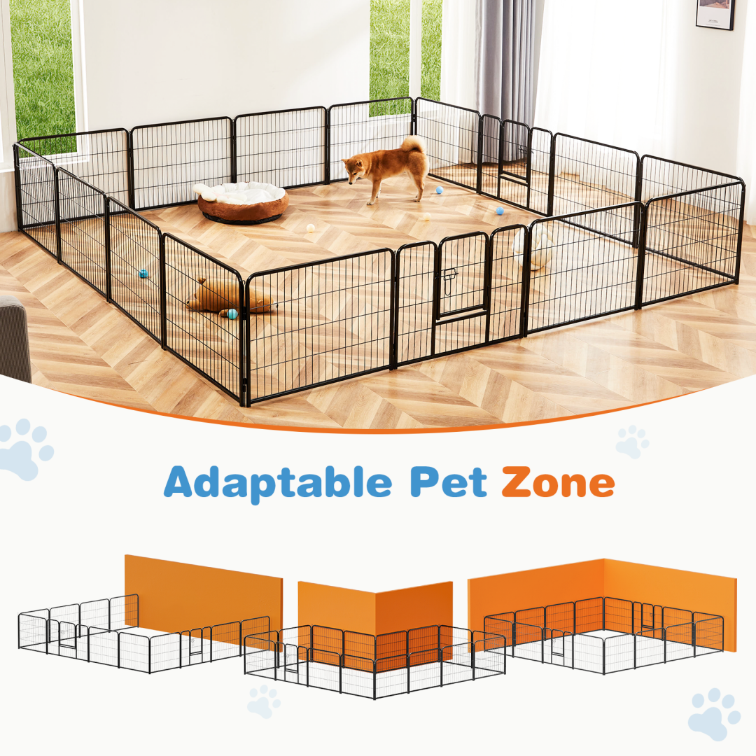 Dog Playpen Indoor Fence Height Metal Exercise Pen With Door Small Puppy-Medium-Large Dogs Animal Pet For Outdoor,… - 24