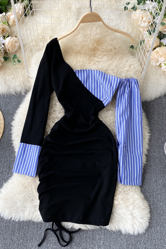 Contrast Stitching Slim Bag Hip Skirt