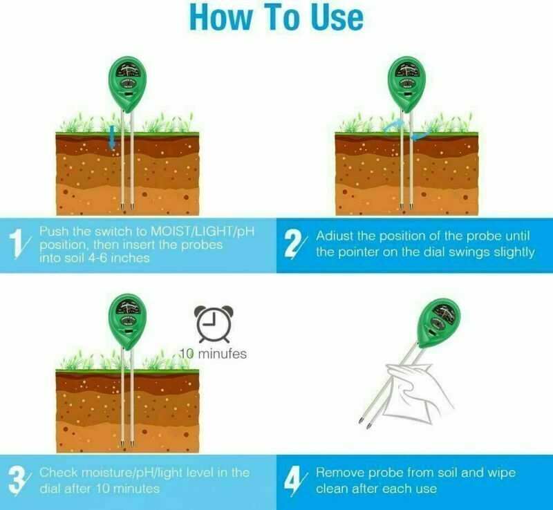 3 In 1 PH Tester Soil Water   Light Test Meter For Garden Plant Seeding
