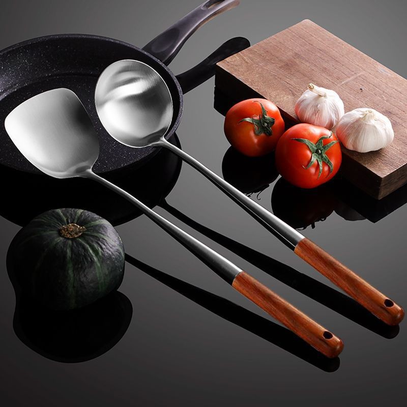 3PCS Wok Spatula & Ladle Skimmer Tool 17inches Stainless Steel — image 3