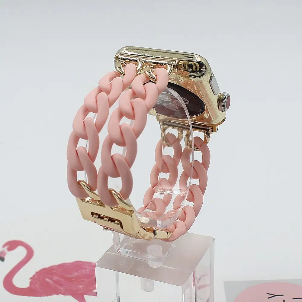 Resin Splicing Metal Denim Chain Watch Strap