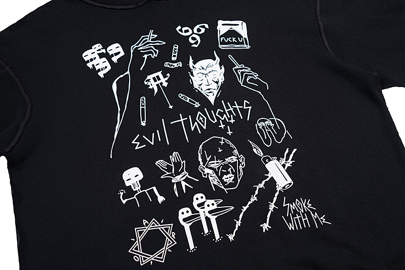 Men's Distressed Washed Letter Graffiti Hoodie