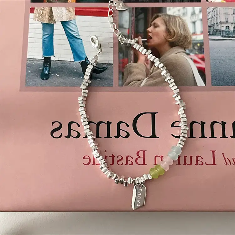 Design Sense Crystal Pearl Silver Bracelet