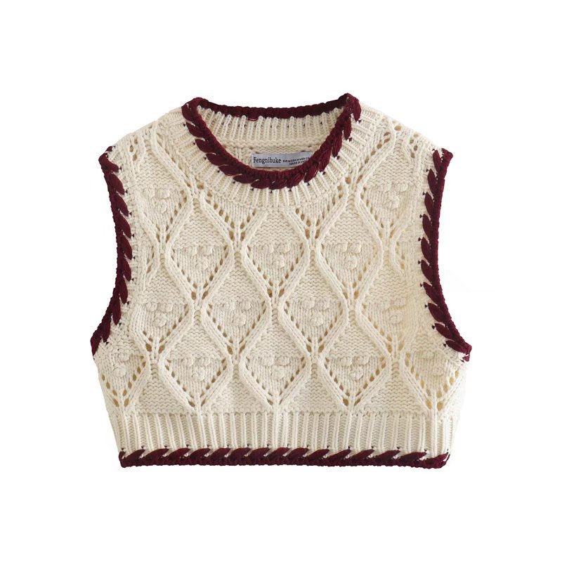 Women's Retro Round Neck Rhombus Vest