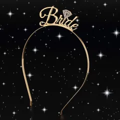 Wedding Bride Bridesmaid Subtitles Crown Headband Headband Elegant Hair Crown - Gold - View 1
