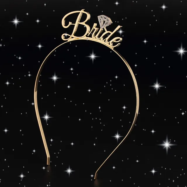 Wedding Bride Bridesmaid Subtitles Crown Headband Headband Elegant Hair Crown Gold - Shop at LoveMi