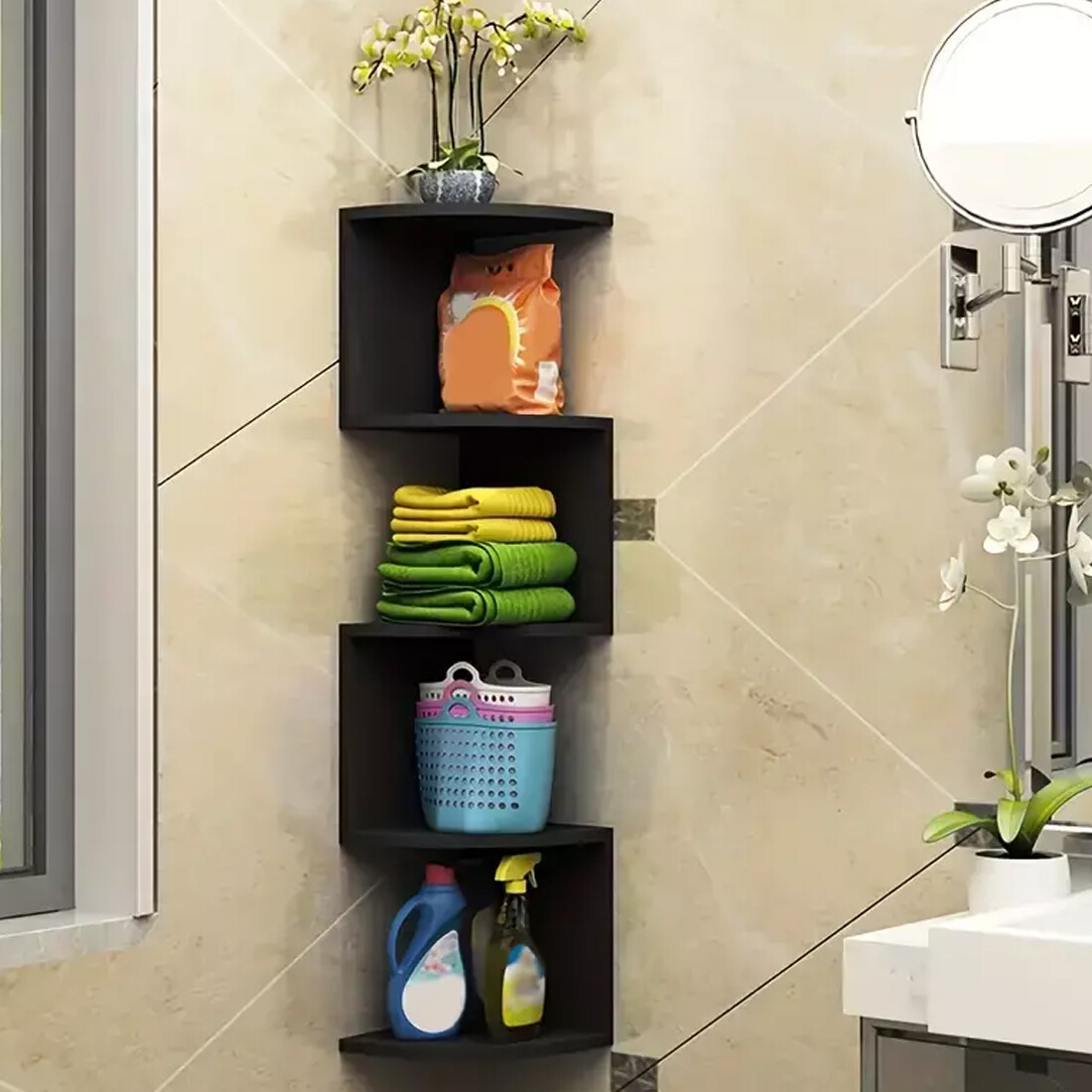 5 Tier Floating Corner Shelves Wooden Storage Display Shelf Units Wall Mount UK — image 8
