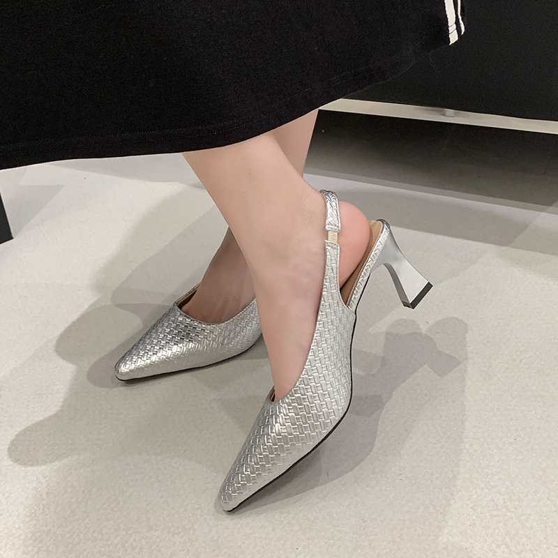 Women Woven Block Heel Mary Janes, 2026 New Summer Elegant Fashion Commuter High Heel Sandals, Versatile Daily Single Shoes