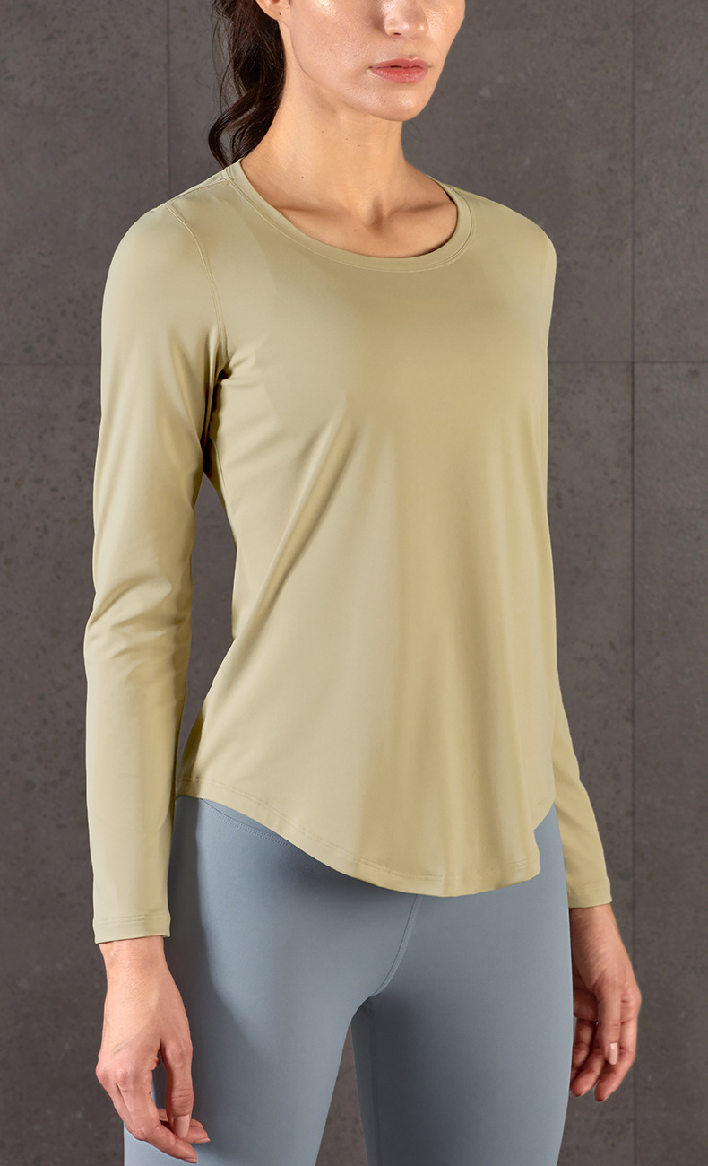 Round Neck Loose Casual Curved Long Track Top