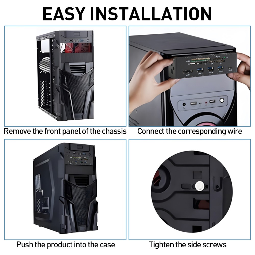 5.25 Internal Card Reader Media Dashboard PC Front Panel Type-C USB 3.0 ESATA — image 5