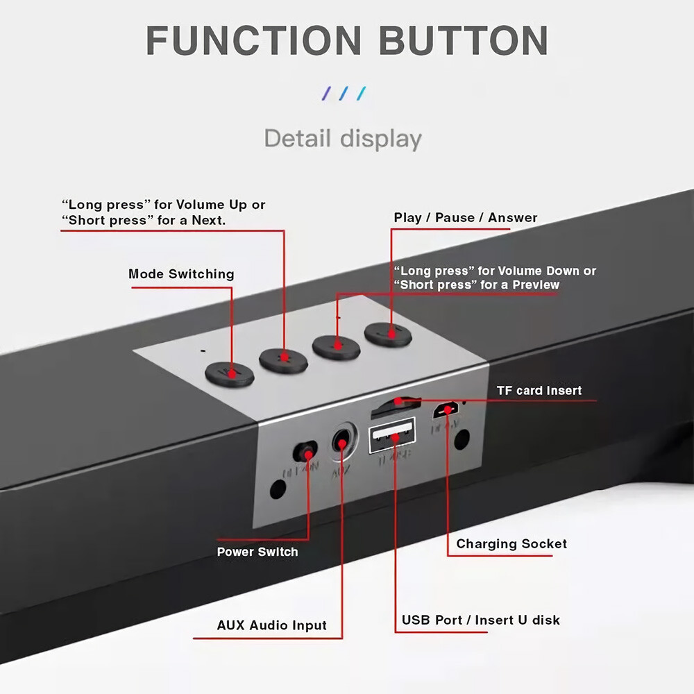 Bluetooth Sound Bar trådløs TV Soundbar 3D Home Theater - Miniatyr 4