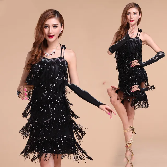 Ballroom Latin Dance Wear Competition Dance Dress Tango Salsa Dance Wear Black - Shop at LoveMi