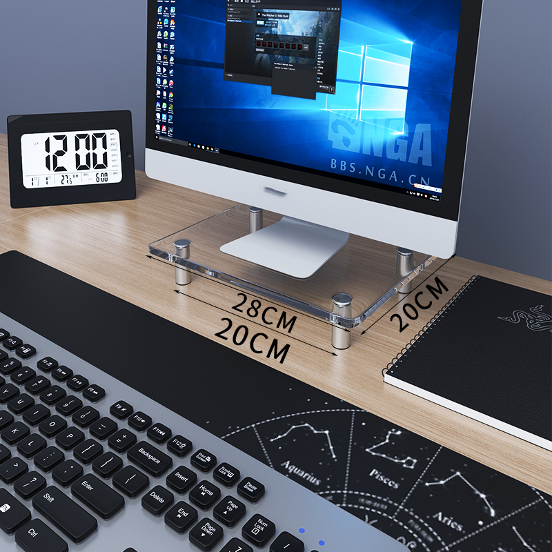 CrystaClear Pro Acrylic Monitor Stand: Ultimate Desk Upgrade | Shop Now on CyberRigStore.com