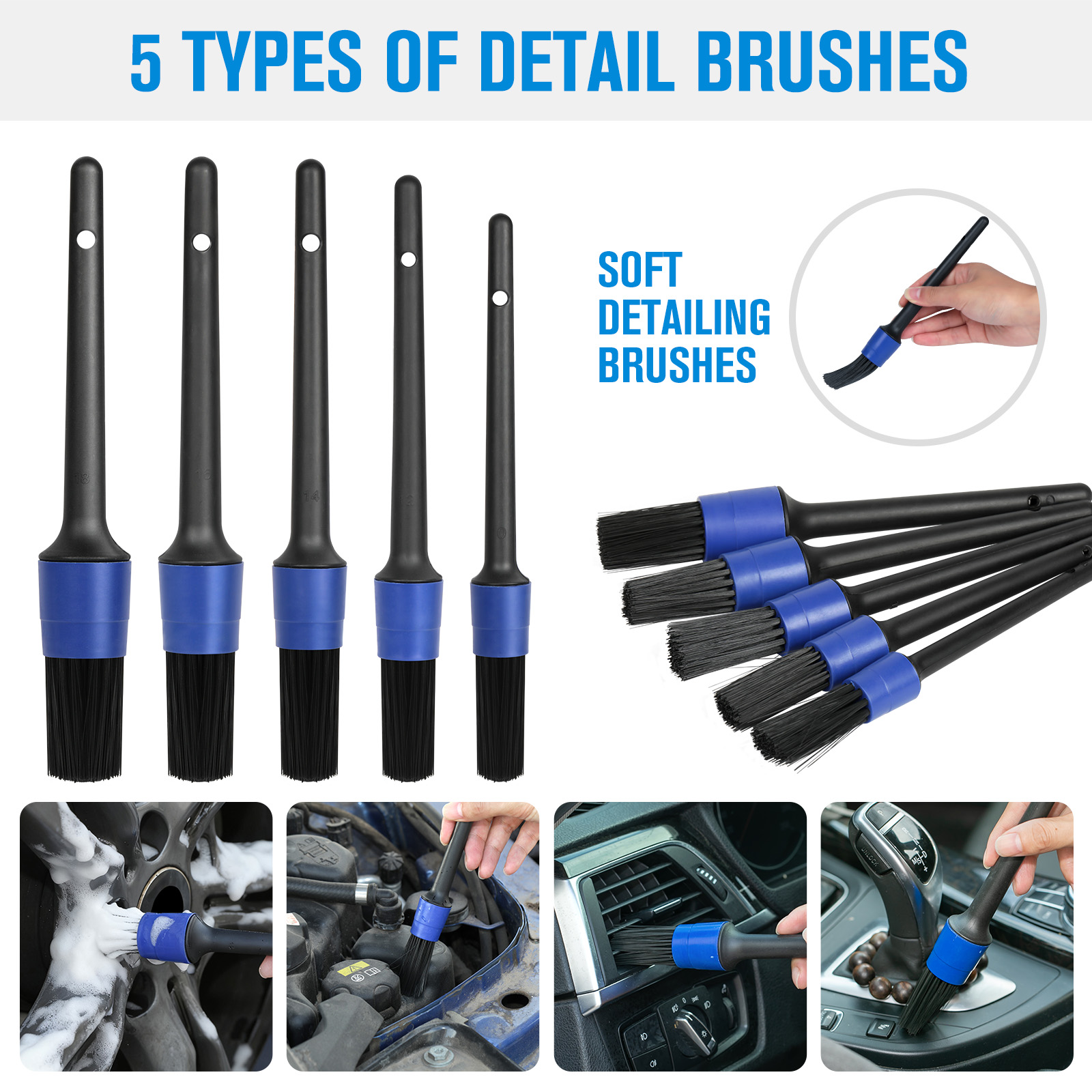 GALAX PRO 40-piece Car Beauty Brush Set, With Soft Detail Brush, Sponge, Tire Brush Tool Kit, Chenille Gloves, Super Soft Towels, Etc.