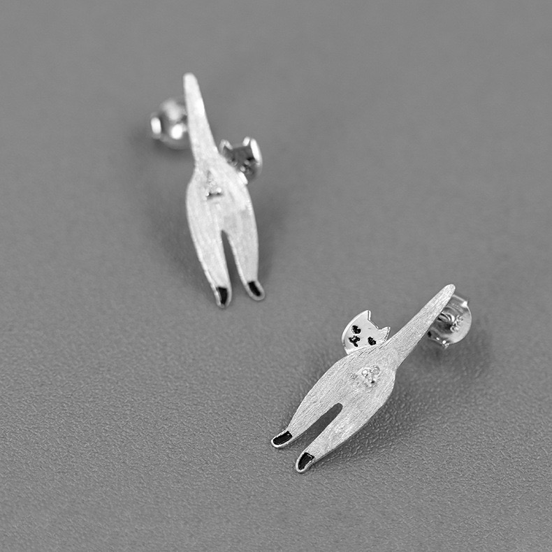 S925 Sterling Silver Stud Little Kitty Cute