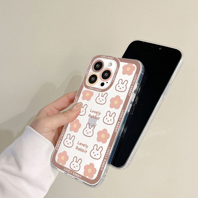 Japanese And Korean Plaid Flower Rabbit Mobile Phone Shell - Image 2