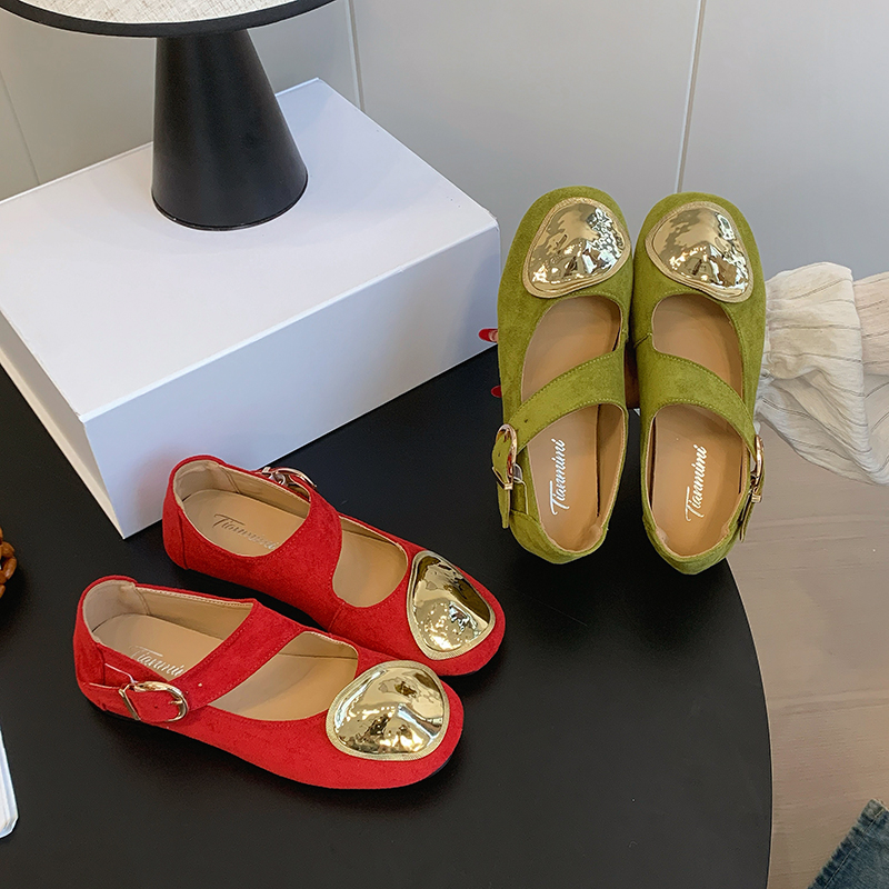 2026 Summer New Women's Retro Niche Flat Low-Cut Flats With Large Metal Buckle, Versatile Daily Shoes