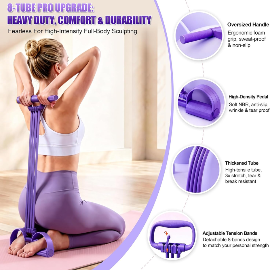 Multifunction Foot Pedal Resistance Bands With Handles, 3 In 1 Tension Rope Elastic Fitness Band For Home Workout, Yoga,Stretching, Full Body 3