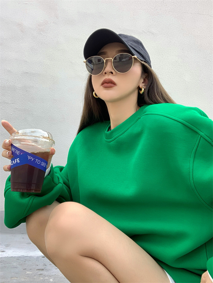 Loose Casual Women's Round Neck Pullover Blouse Jacket