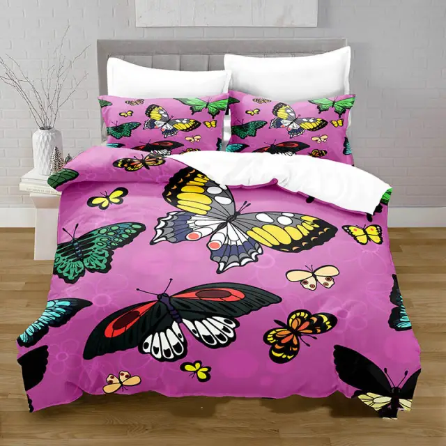 3D Digital Printing Butterfly Pattern Brushed Quilt Cover Pillowcase Bedding Set Butterfly6 - Shop at LoveMi