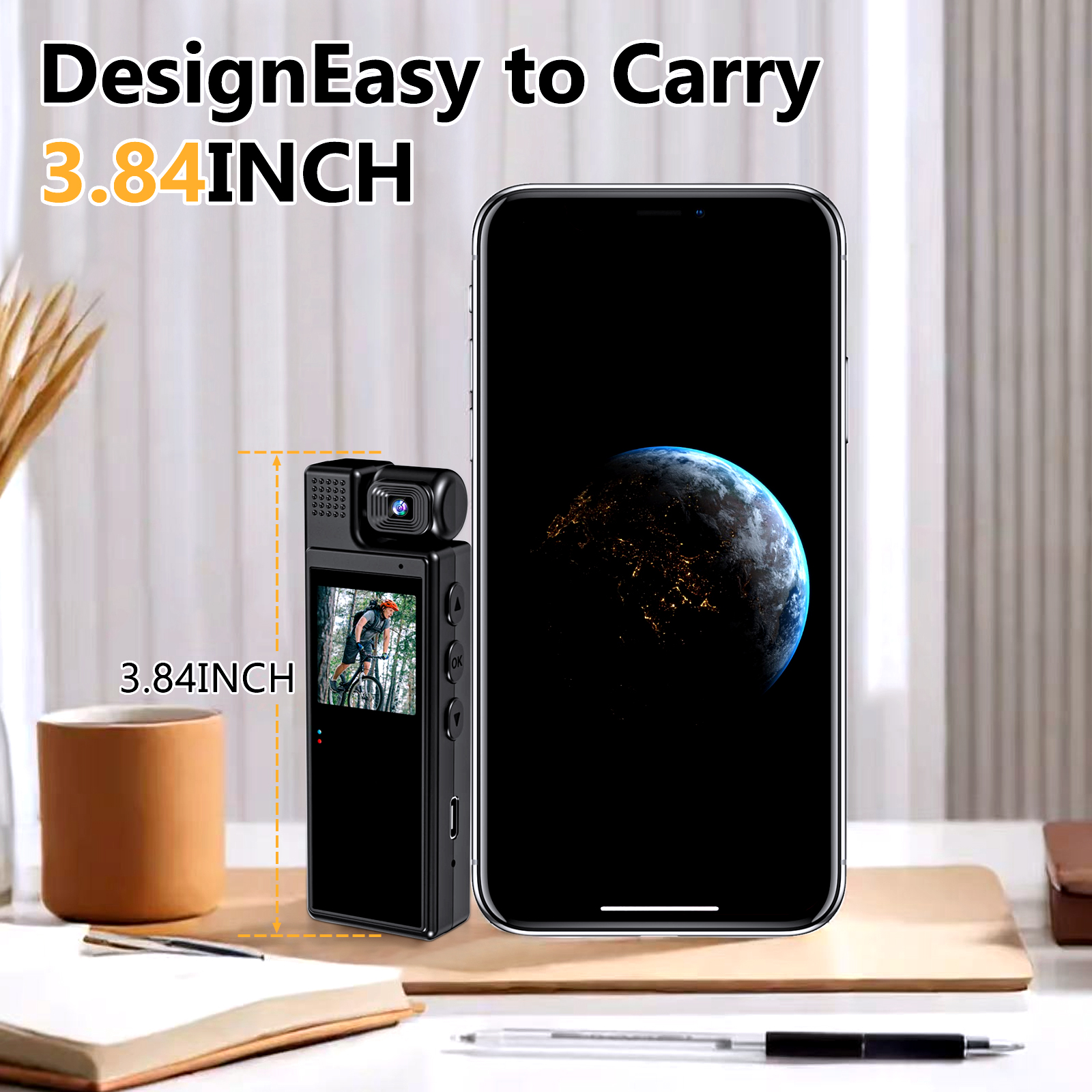 1080P HD Body Camera With Rotatable Lens, Portable Meeting Recorder With Screen & Clip, Wearable Video Recorder Supports TF Card For Law Enforcement & Conference