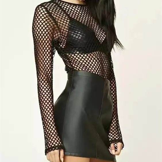 Women's Spring And Summer Mesh Bottoming Shirt Black - Shop at LoveMi