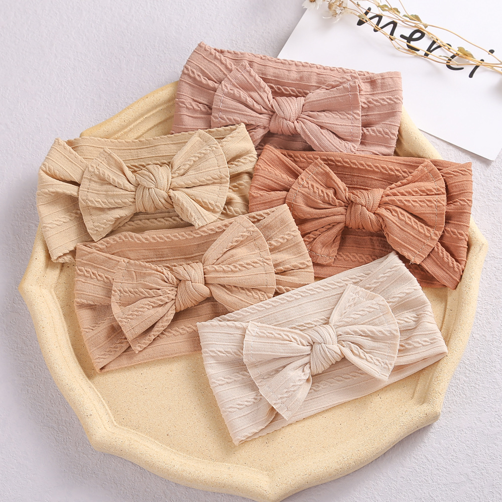 Baby Elastic Headband Jacquard Wide-brim Nylon Bow