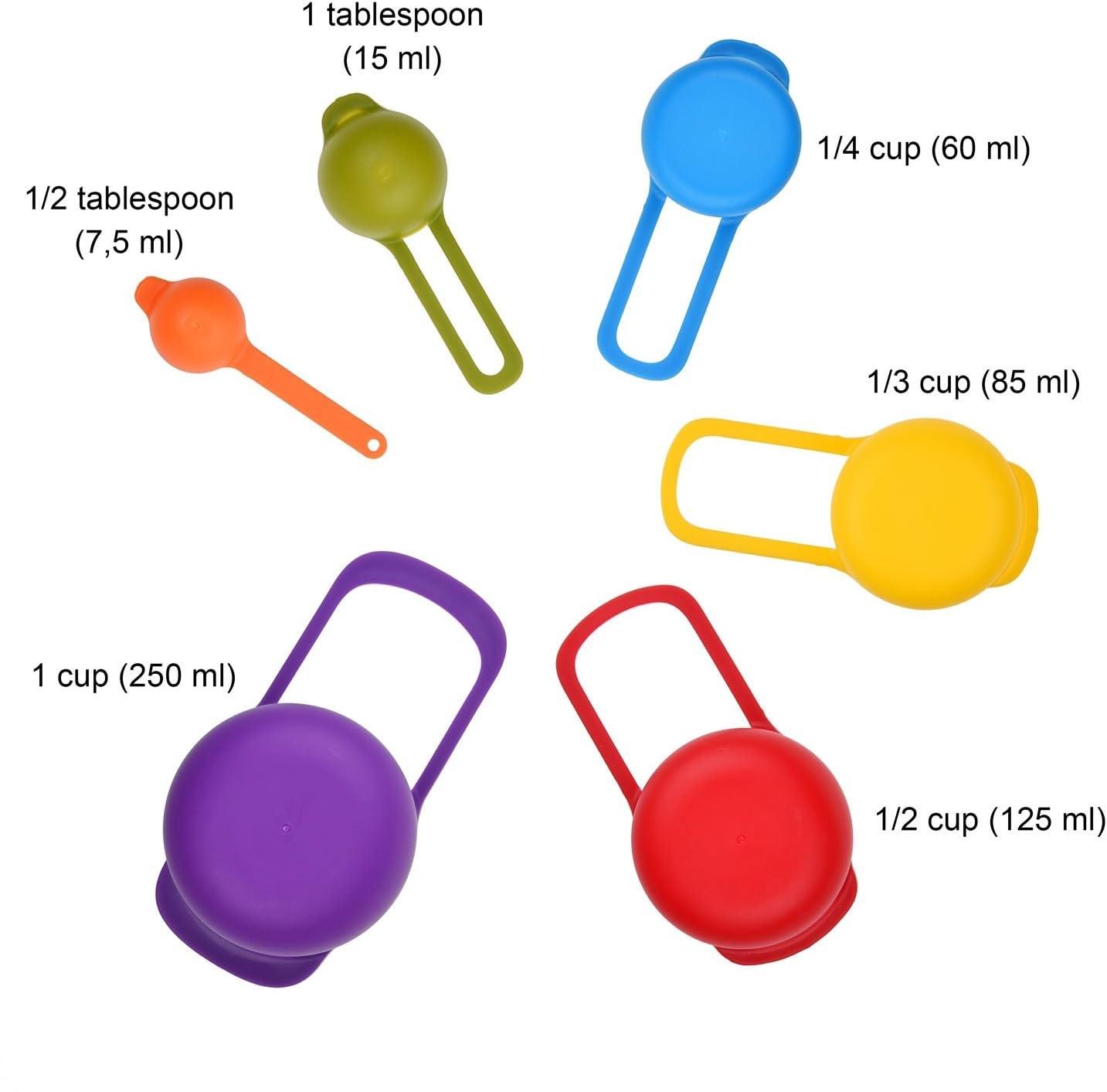 6PCS Measuring Cups And Spoons Little Cook Colorful Measuring Cups And Spoons Set Stackable Measuring Spoons Nesting Plastic Measuring Cups Dishwasher Safe Durable Ramdon Colors