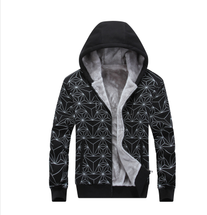 Winter Sweater Men's Plus Velvet Thick Hooded Jacket