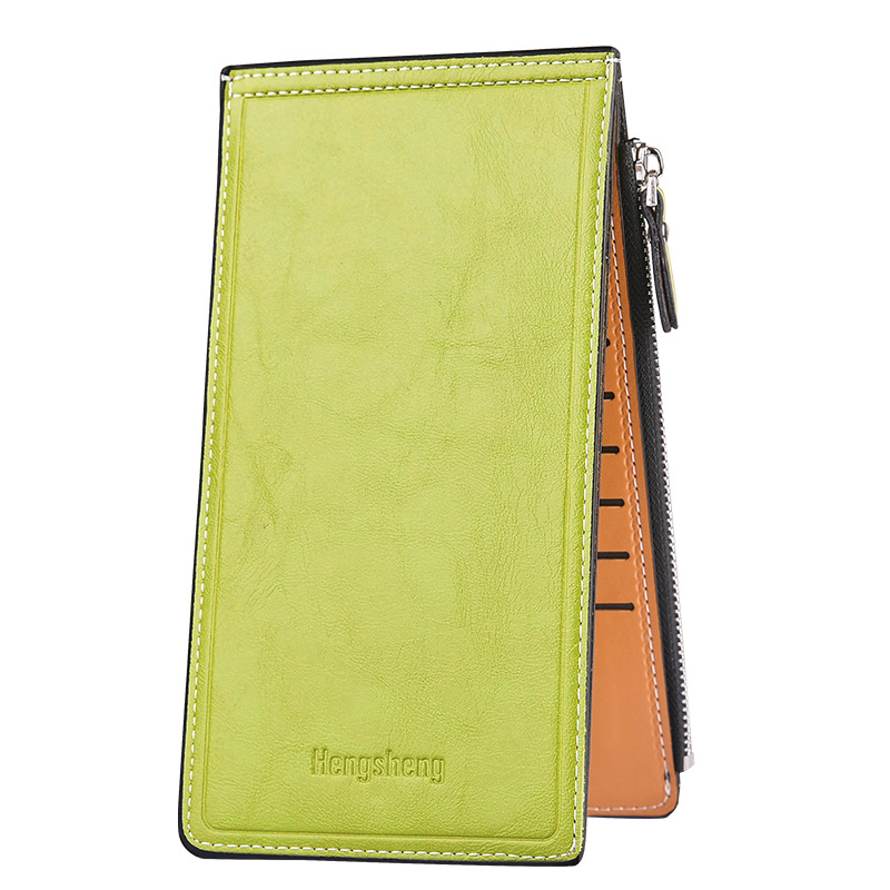 Card Holder Oil Wax Leather Ladies Wallet Green - Shop at LoveMi