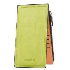 Card Holder Oil Wax Leather Ladies Wallet - Green - View 1