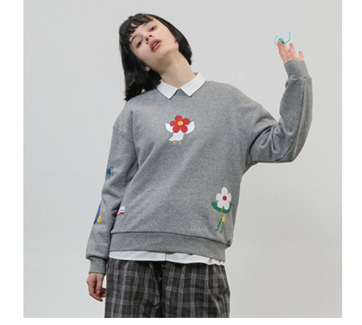 Soft Girl Style Childlike Small  Flower Letter Print