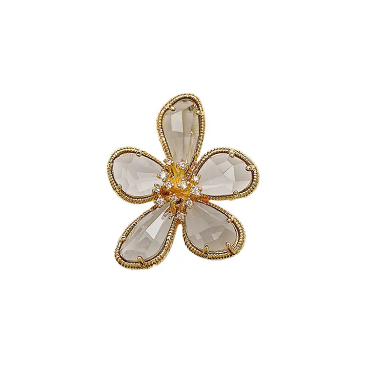 European And American Personality Exaggerated Crystal Flower Ring