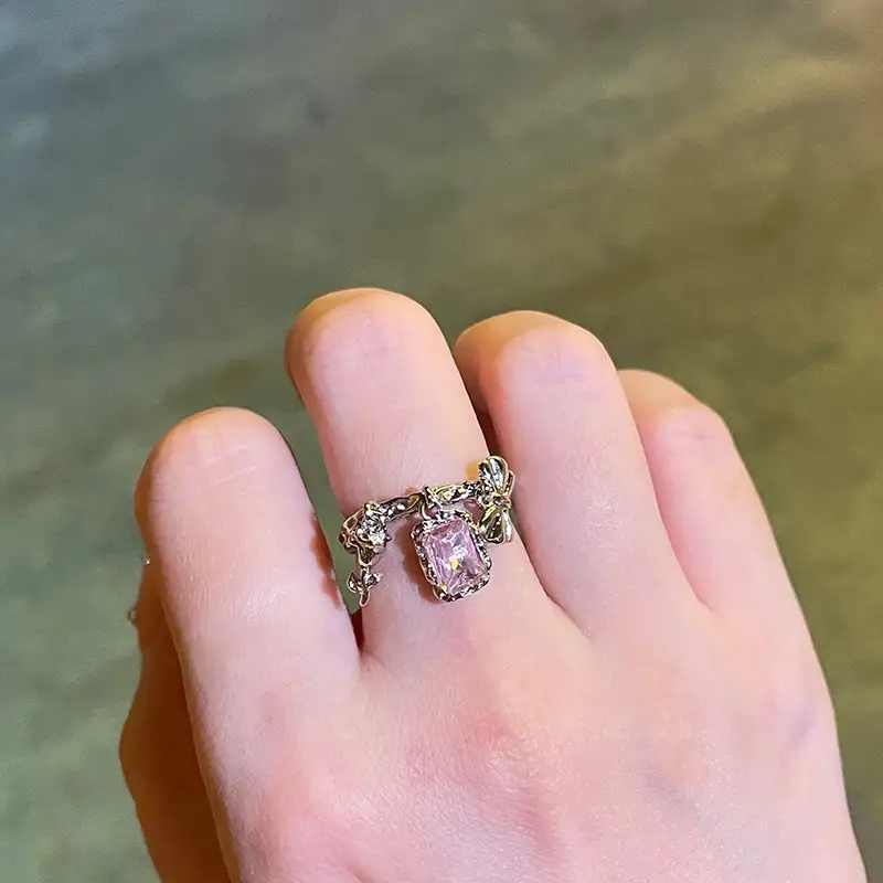 Fashionable Temperament Rose Diamond Flower Love  Ring