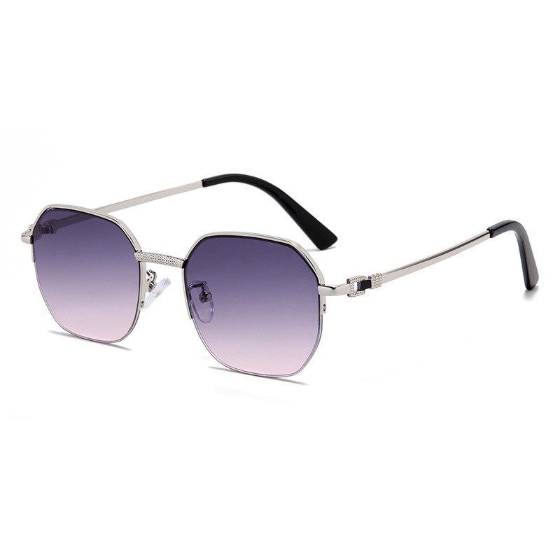 Title 2, Half-frame Two-color Gradient Sunglasses