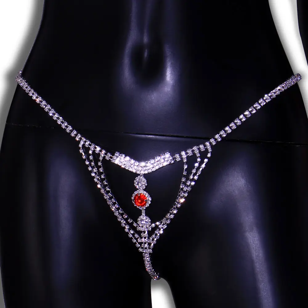 Round Ruby Bikini Body Chain Sexy Nightclub Rhinestone Panty Chain