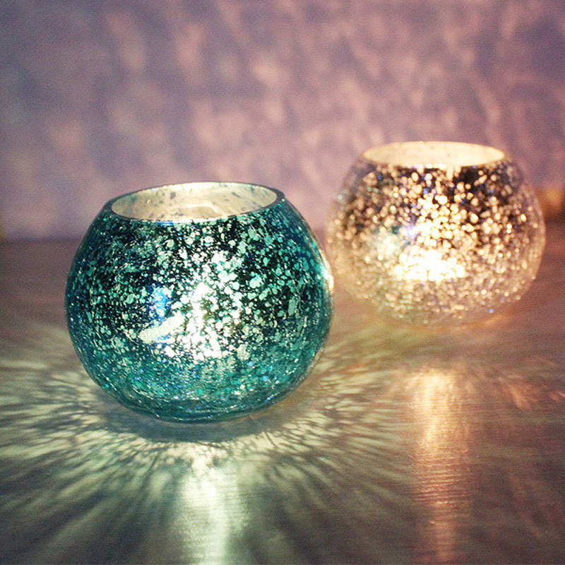 Christmas glass ball candle holder decoration (blue)