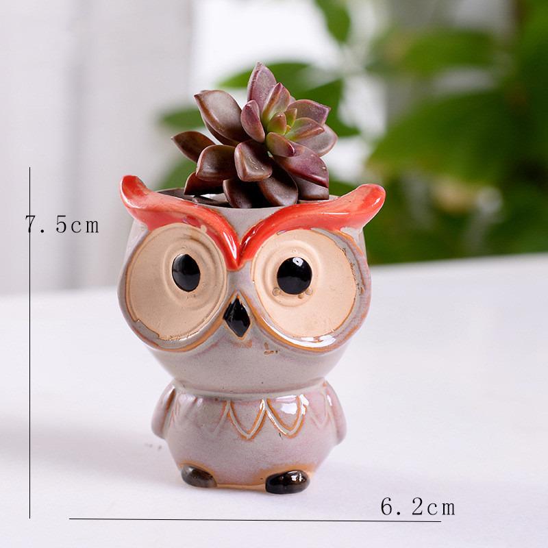 Stylish owl ceramic mini succulent planter