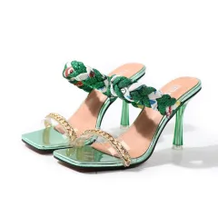 Women's Shoes With Summer Metal Decoration Comfortable - Green - View 1