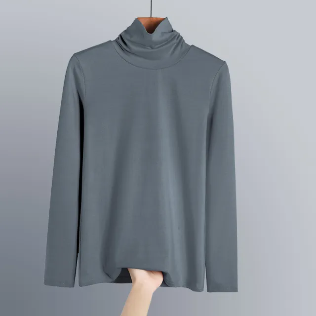 Pure Cotton Turtleneck Bottoming Shirt Women's New Top Smoke Ash - Shop at LoveMi