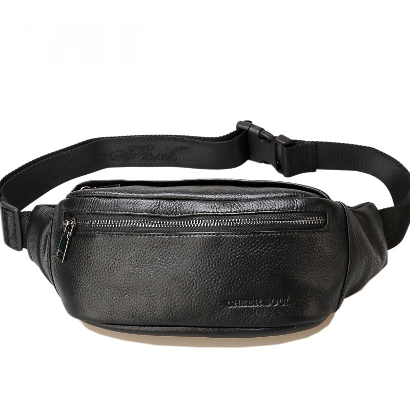Geantă nouă din piele, curea portabilă din piele de vacă, geantă din piele de vacă cu strat superior, geantă crossbody - neagră