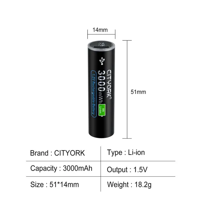 USB Rechargeable Battery Micro Interface Input 3000Ml - Shop at LoveMi