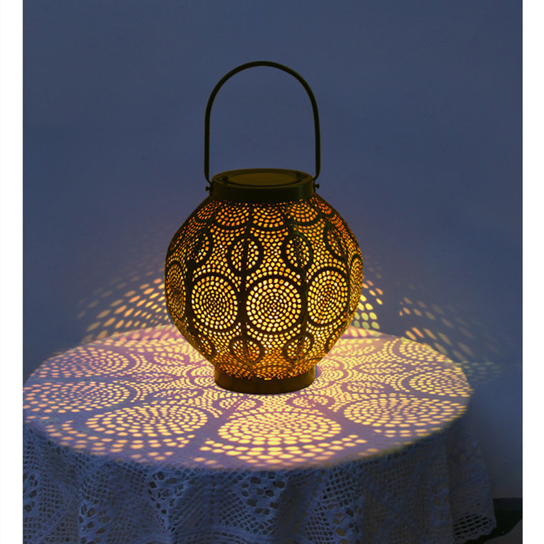 Solar Powered Decorative Metal Lantern for Outdoor Garden Lighting