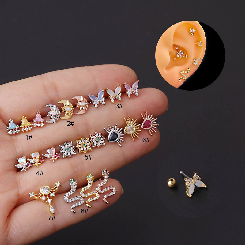 Ladies Fashion Piercing Screw Stud Earrings