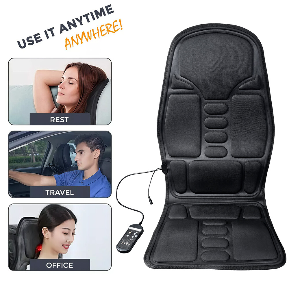 Massage Cushion Full Back Car Home Chair Seat Pad Mat 8 Modes Neck Heat Massager