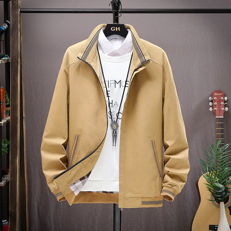 Men's Cotton Spring And Autumn Casual Stand Collar Jacket