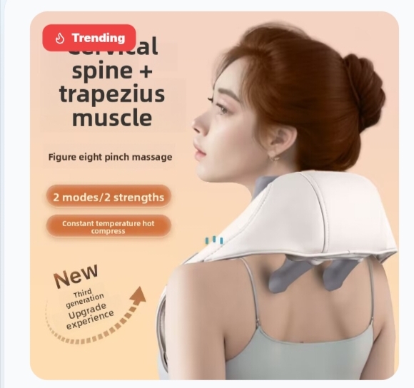 Electric Trapezius Neck & Shoulder Massager Deep Tissue Shiatsu Kneading Massager With Heat For Muscle Relief